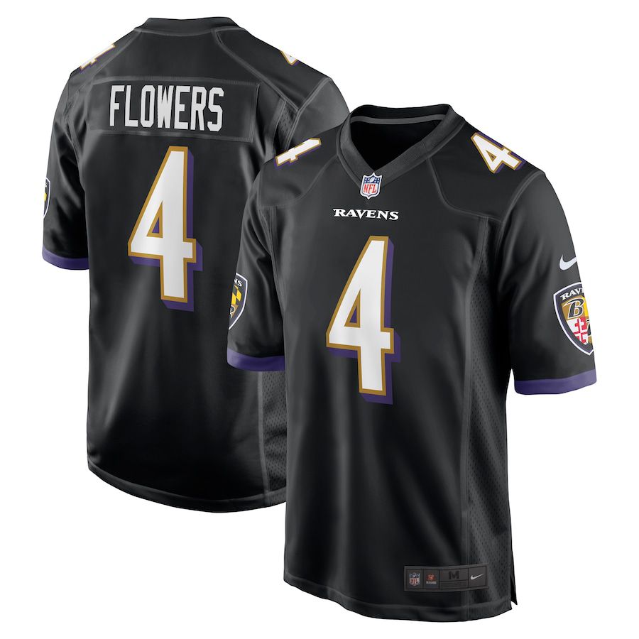 Men Baltimore Ravens 4 Zay Flowers Nike Black Team Game NFL Jersey